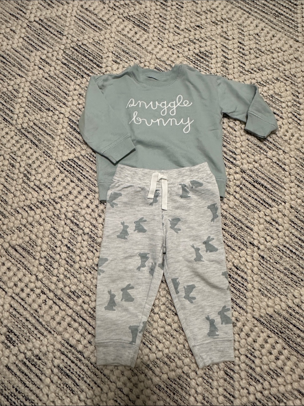 Carter's Sage Green Knit Top with White Embroidery